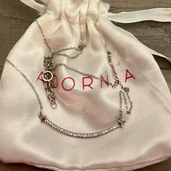 Adornia .925 Sterling Crystal Curved Bar Necklace - Picture 2 of 6